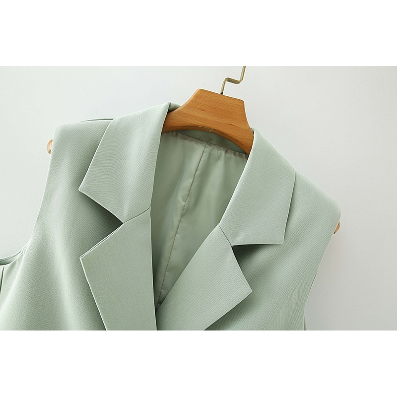fashion women green vest elegant lady v-neck bow outerwear causal female polyester and cotton girls chic sets 210527