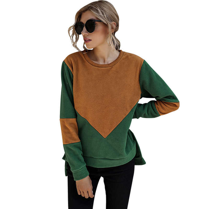 Contrast Color Patchwork Irregular Hem Long Sleeve O Neck Sweatshirt Women Streetwear Casual Loose Pullovers Fashion Sweatshirts 210608, Green black
Contrast Color Patchwork Irregular Hem Long Sleeve O Neck Sweatshirt Women Streetwear Casual Loose Pullovers Fashion Sweatshirts 210608, Green black