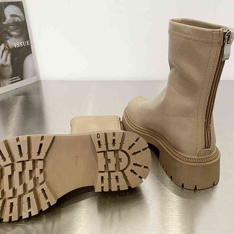 Women's Rubber Boots Boots-women Shoes Woman Winter Shoes Low Heels booties Round Toe Rain 2021 Mid Calf Autumn Women Boots Y1105