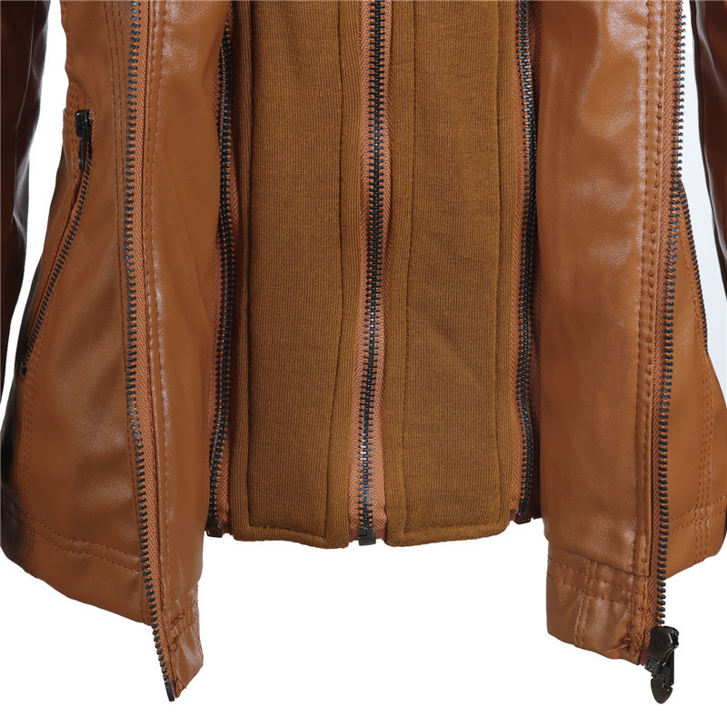 Women Leather Jacket Zipper Spliced Short Faux s Loose Plus Size Winter Coat Suede 210428