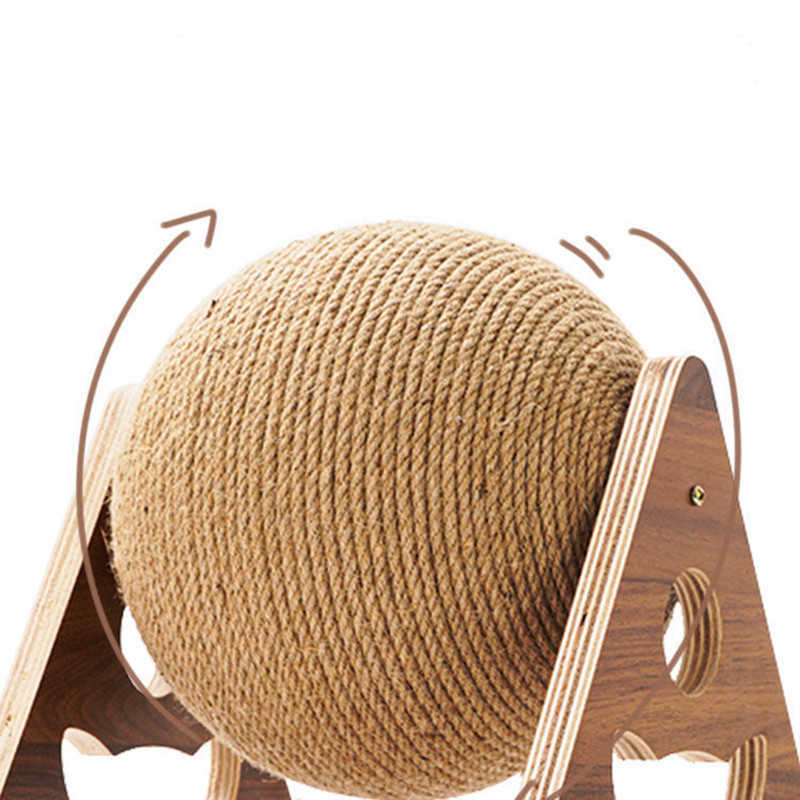 Pet Toy Board Does Not Fall Off The Debris Solid Wood Vertical Anti-boring Grinding Paw Sisal Ball Cat Household Goods 210929