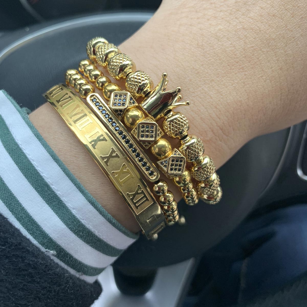 Luxury Royal King bracelet set copper beads cz charms Stainless steel bangle macrame men bracelets & bangles for men jewelryBracelets
Luxury Royal King bracelet set copper beads cz charms Stainless steel bangle macrame men bracelets & bangles for men jewelryBracelets