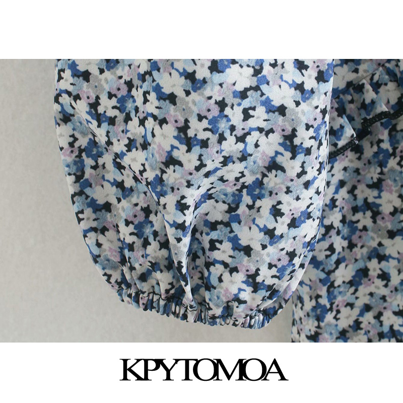 Women Chic Fashion Floral Print Ruffled Midi Dress Backless Puff Sleeve Slit Female Dresses Vestidos 210420