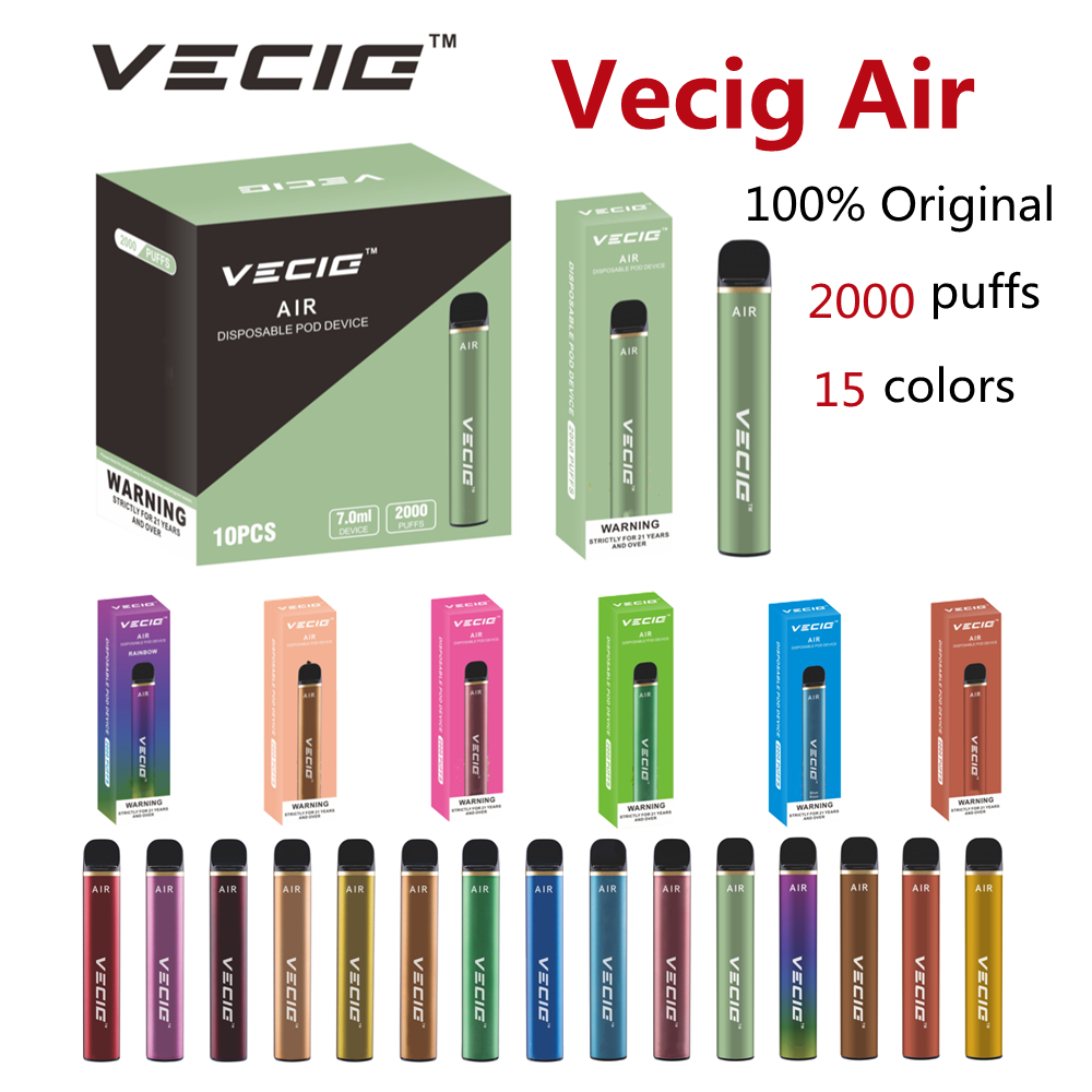 VECIG AIR Disposable Vape Pen 2000 Puffs E Cigarettes 1200mAh Battery 15 Colors Device 2021 Newest 100% Original
VECIG AIR Disposable Vape Pen 2000 Puffs E Cigarettes 1200mAh Battery 15 Colors Device 2021 Newest 100% Original