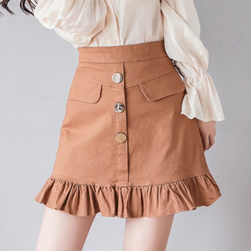 Faldas Mujer Moda Fashion Women Skirts Short for Casual High Waist Denim A-Line Elegant 6186 50 210508