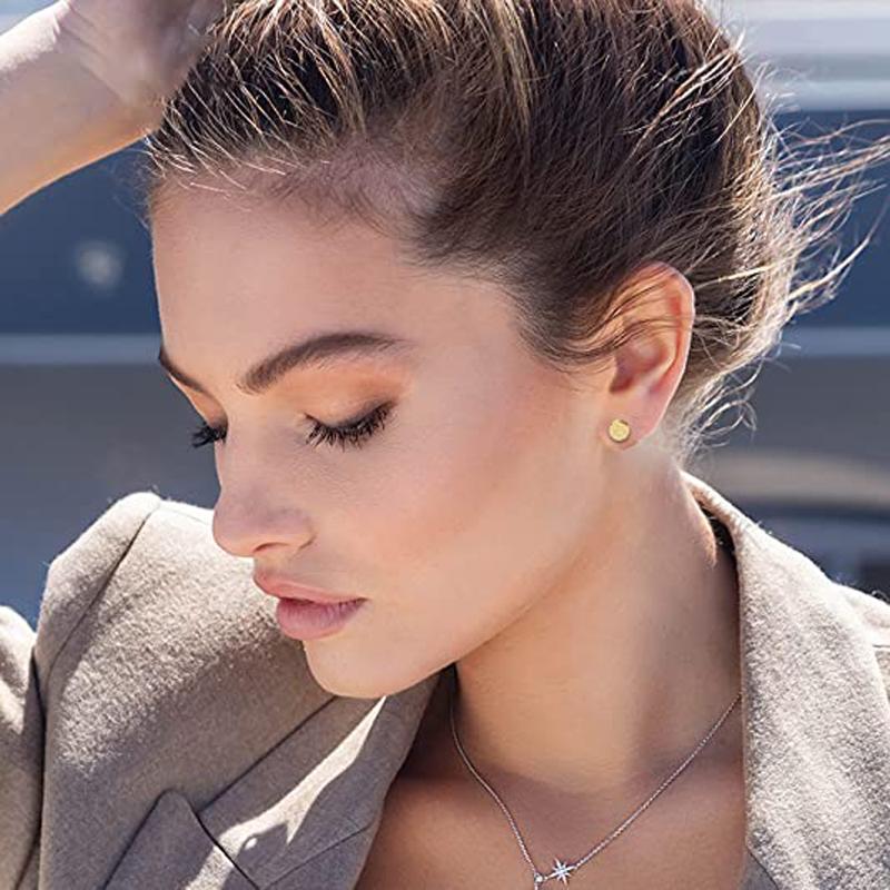 Stud 6 Pairs Of Earrings Stainless Steel Magnetic Clip Round Frosted Nonpierced Pendant Unisex8536767
