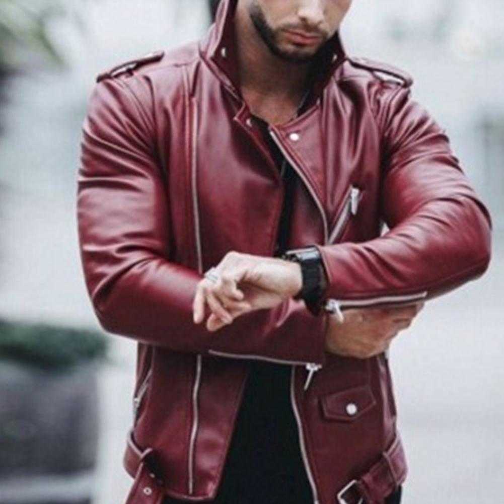 Leather Jackets Men Autumn Long Sleeve Stand Collar Jackets Winter Zipper mont Black Wine Red Faux Leather Coats X0621
Leather Jackets Men Autumn Long Sleeve Stand Collar Jackets Winter Zipper mont Black Wine Red Faux Leather Coats X0621