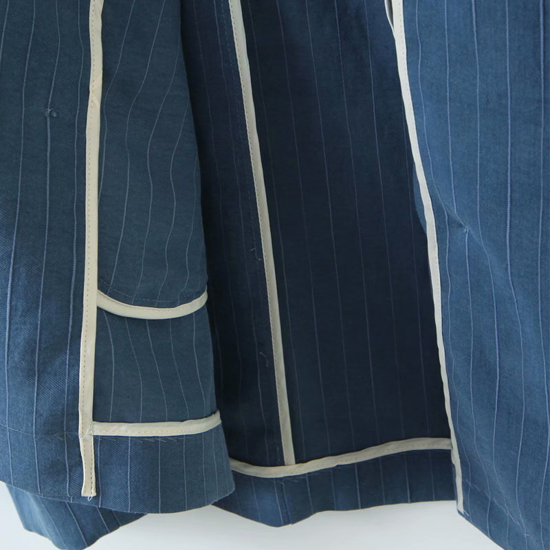 Striped Double-breasted Lapel Long-sleeved Casual Female Coat Simple and Loose Professional Chic Women's Jacket 210507