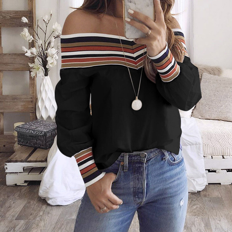 Women Autumn Casual Multicolor Long Sleeve Off Shoulder Top Blouse blusas mujer de moda 210518, Black
Women Autumn Casual Multicolor Long Sleeve Off Shoulder Top Blouse blusas mujer de moda 210518, Black