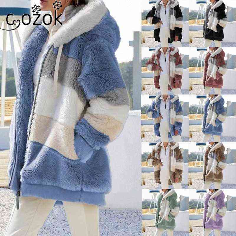 Women Hooded Jacket Warm Plush Casual Loose Hooded Coat Mixed Color Patchwork Winter Outwear Zipper Ladies Coat 211108, Red
Women Hooded Jacket Warm Plush Casual Loose Hooded Coat Mixed Color Patchwork Winter Outwear Zipper Ladies Coat 211108, Red