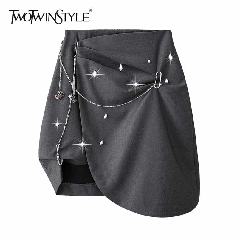 Gray Patchwork Chain Skirt For Women High Waist Irregular Hem Casual Solid Mini Skirts Female Korean Summer Fashion 210521
Gray Patchwork Chain Skirt For Women High Waist Irregular Hem Casual Solid Mini Skirts Female Korean Summer Fashion 210521