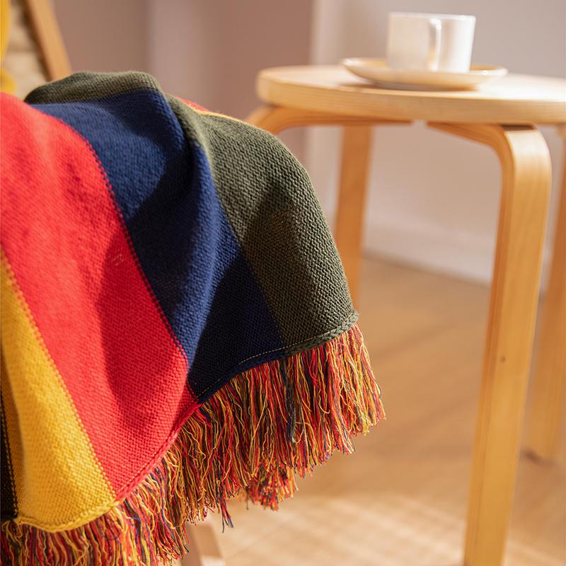Cotton Tassel Blanket, Bohemian Style, Can Be Used As Shawl, Available Indoors And Outdoors, Easy To Carry Blankets