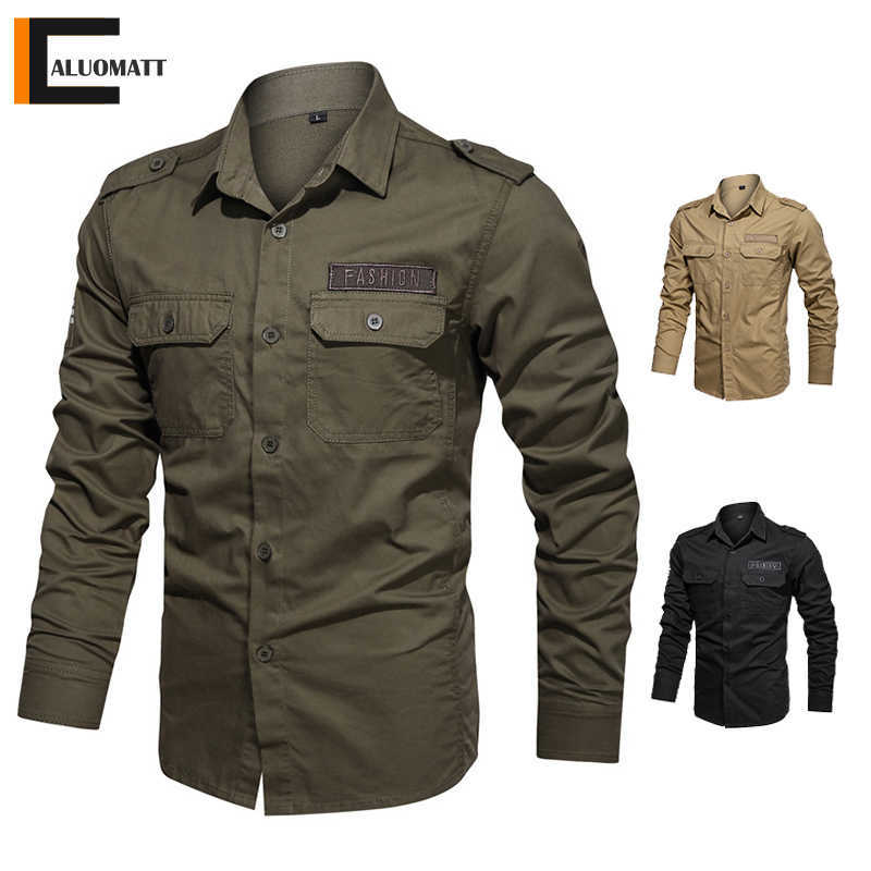 Military Shirt Men Long Sleeve 100% Cotton Army Green Mens Shirts Spring Autumn High Quality Camiseta Masculina Male Clothing 210701, Mg1907khaki
Military Shirt Men Long Sleeve 100% Cotton Army Green Mens Shirts Spring Autumn High Quality Camiseta Masculina Male Clothing 210701, Mg1907khaki