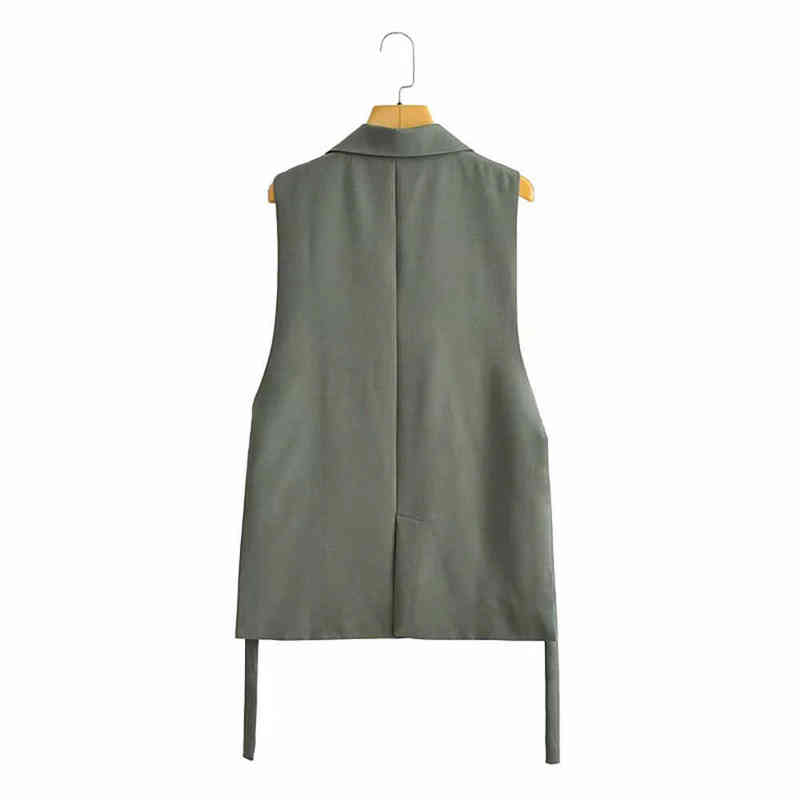XEASY Summer Women Casual Grey Side Slit V Neck One-Button Vest Female Vintage Waistcoat Sleeveless Ladies Chic Top 211220