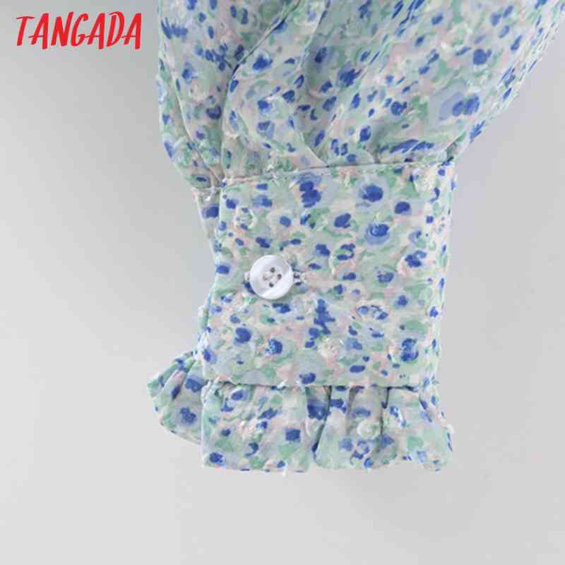 Women Retro Flowers Print Oversize Collar Long Sleeve Chic Female Blouse Shirt Tops 2M12 210416