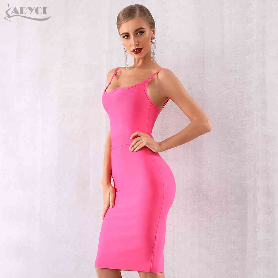 Summer Bodycon Bandage Dress Women Sexy Spaghetti Strap Sleeveless Club Celebrity Evening Runway Party 210423