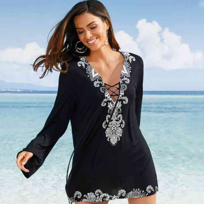 Cotton Beach Cover up Sarong Embroidery Swim Pareos de Playa Mujer Beachwear Vestido Bikini Tunics #Q949 210420