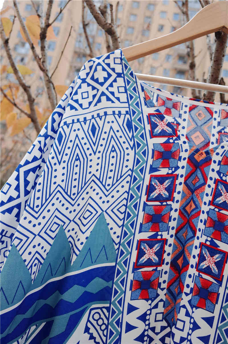 Cotton Beach Dress Women Cover ups Print Saida de Banho Para Praia Sarong Robe Plage cover Tunic #Q652 210420