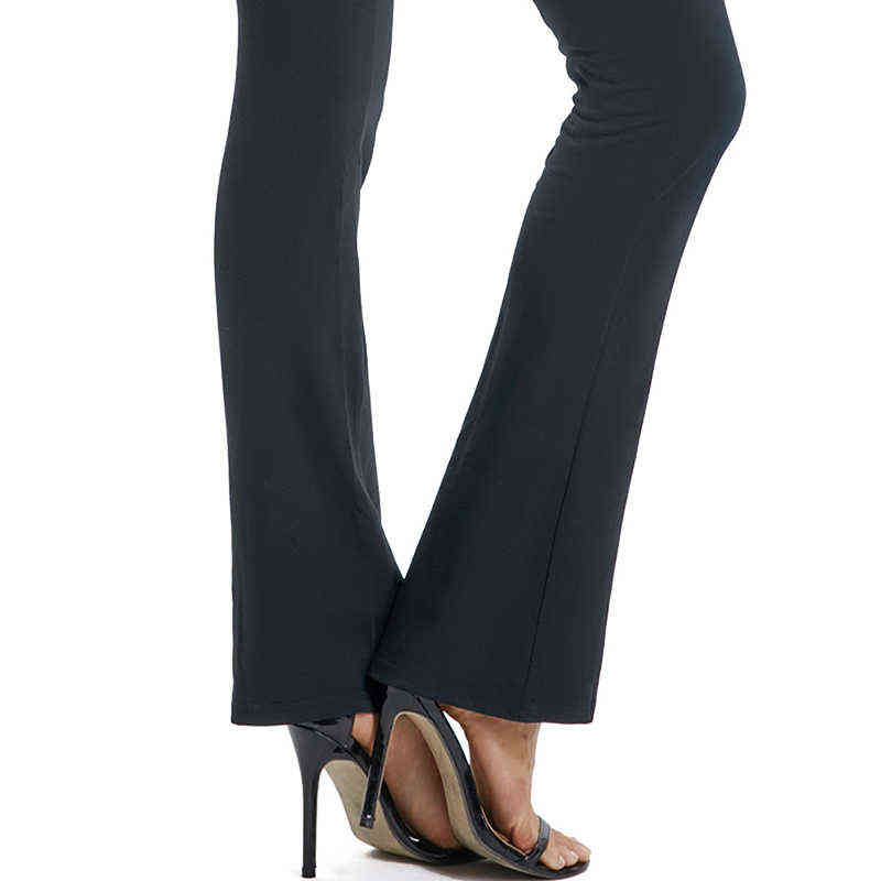 Women's Fashion Solid Cotton Spandex Boot Cut High Waisted Flare Pants Workout Casual Trousers Comfortable Flared Leggings S-XL 211215