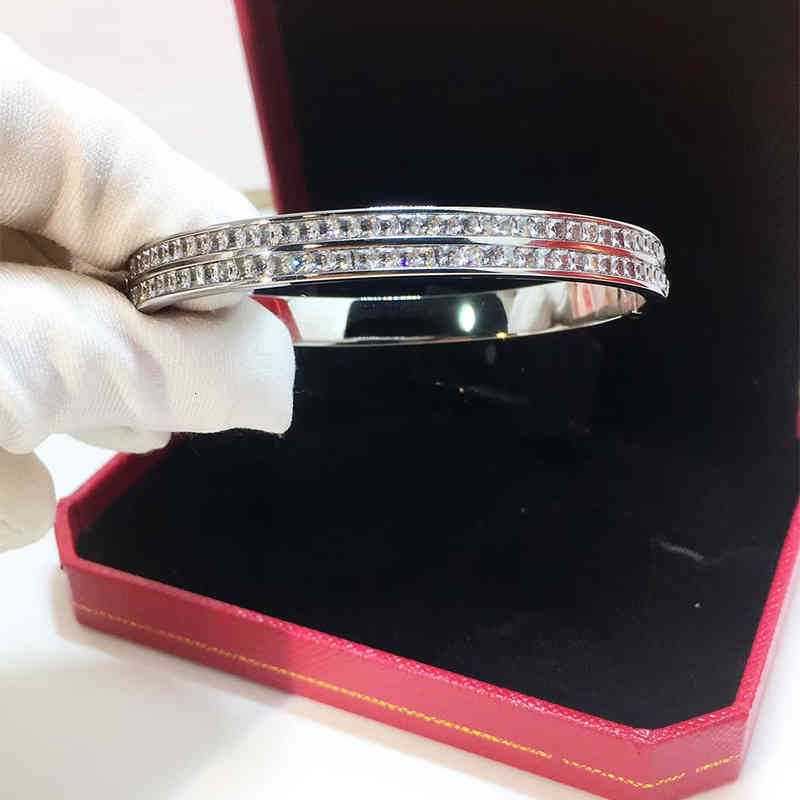 Charm Bracelets 02 Titanium Steel Jewelry Fashion Party Dinner Wear Single Double Row Diamond Bracelet