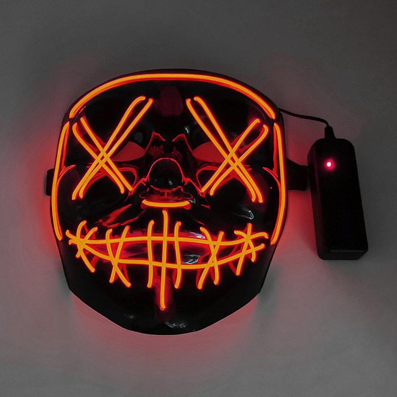 Party Decoration 1pcs Halloween Creative EL Luminous Mask, Black Cold Light KTV Dance (without Battery)