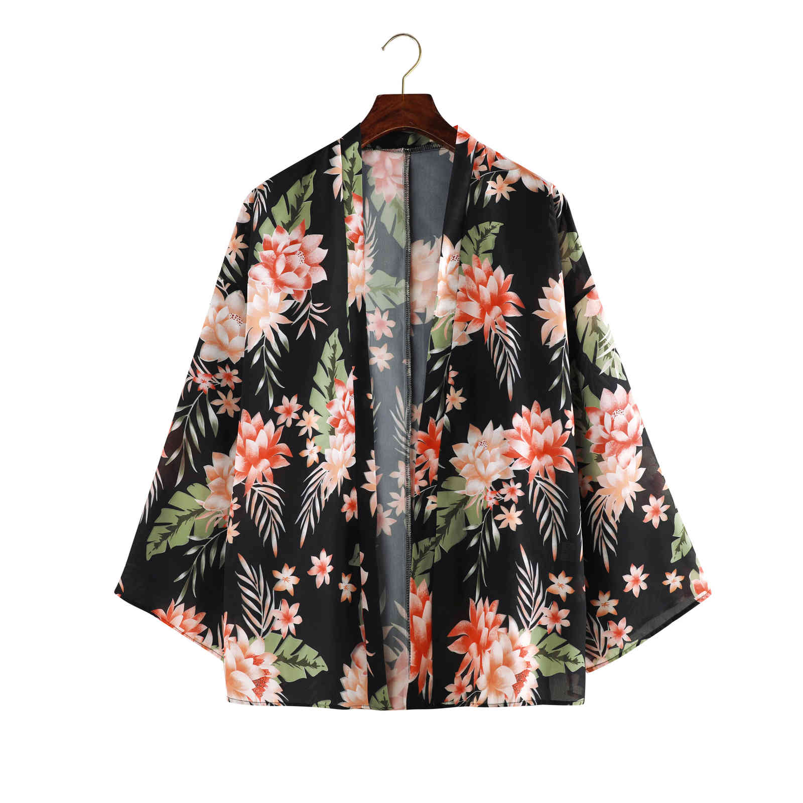Boho Print Chiffon Bathing Suit Cover-ups Plus Size Beach Wear Short Kimono Dress Tunic Women Summer Swimsuit Cover Up A811 210420