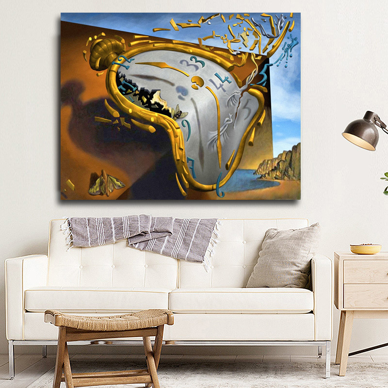 Post-Modern Abstract Art Clock By Salvador Dali Canvas Printed Art Painting Wall Pictures For Living Room Decor
