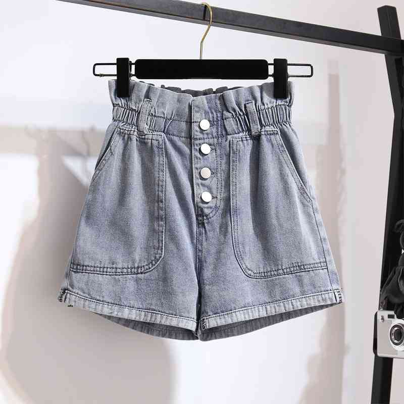 Summer Two Piece Set Woman Stripe knit Flare Sleeve T-Shirt Top + High Waist Denim Short Female Fashion Suit 210519