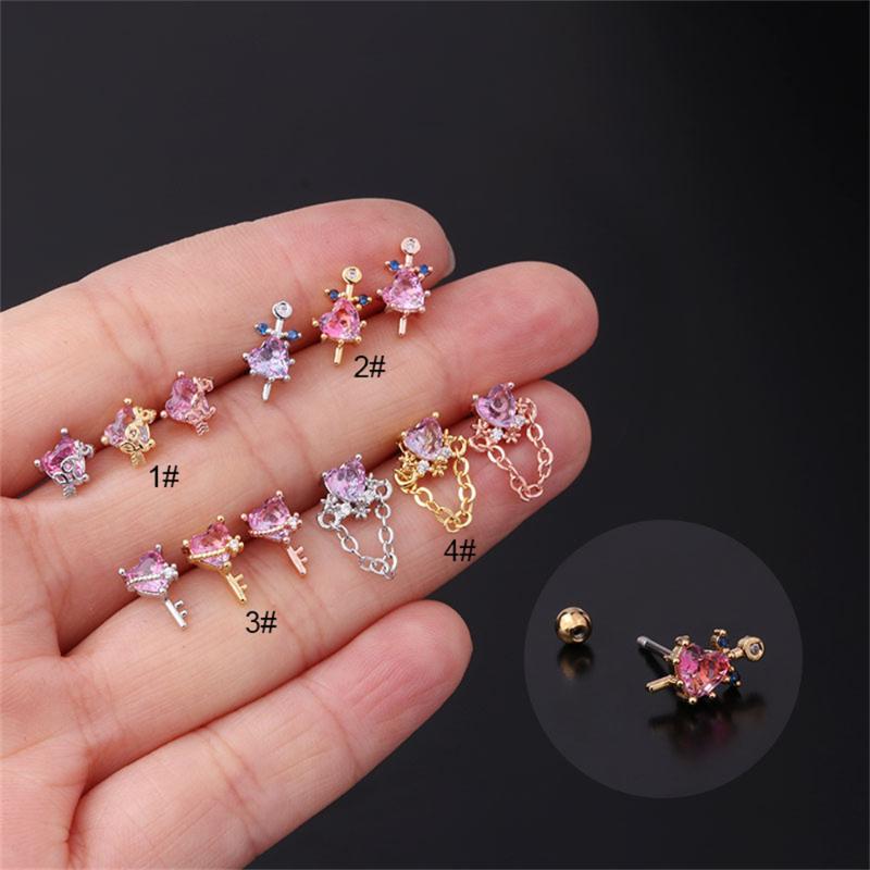 Stud 1 Piece Crystal Earrings For Women Stainless Steel Rhinestone Zircon Heart Earring Gradient Piercing Septum Jewelry Gift, Golden;silver
Stud 1 Piece Crystal Earrings For Women Stainless Steel Rhinestone Zircon Heart Earring Gradient Piercing Septum Jewelry Gift, Golden;silver