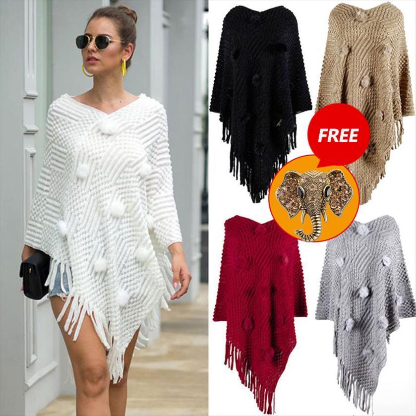 women cute pom poms pullover sweaters rhombus striped knitted shawl wrap fringe tassels hem v neck poncho cape cloak, White;black
women cute pom poms pullover sweaters rhombus striped knitted shawl wrap fringe tassels hem v neck poncho cape cloak, White;black