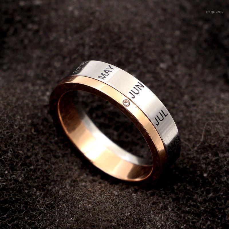 High Quality Classic Design Rotation 12 Months Ring Titanium Steel Rose Color Couple Jewelry Band Rings, Silver
High Quality Classic Design Rotation 12 Months Ring Titanium Steel Rose Color Couple Jewelry Band Rings, Silver