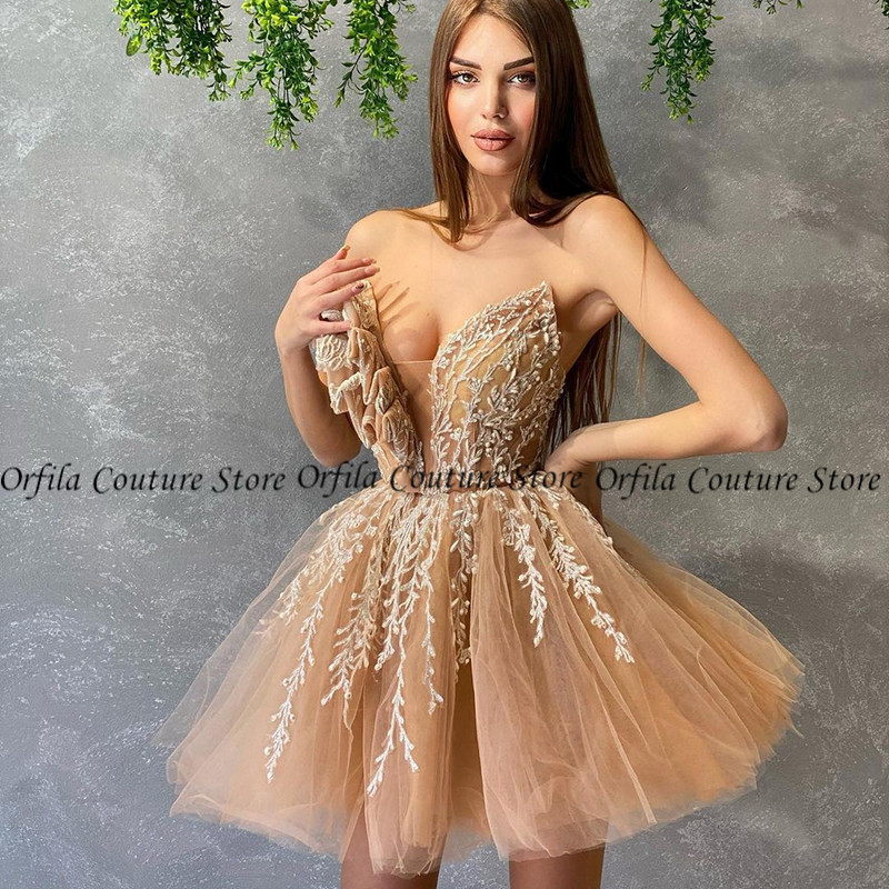 Sweetheart Short Prom Dress Champgane 2023 African Arabic Saudi Homecoming Dress Graduation Party Gowns