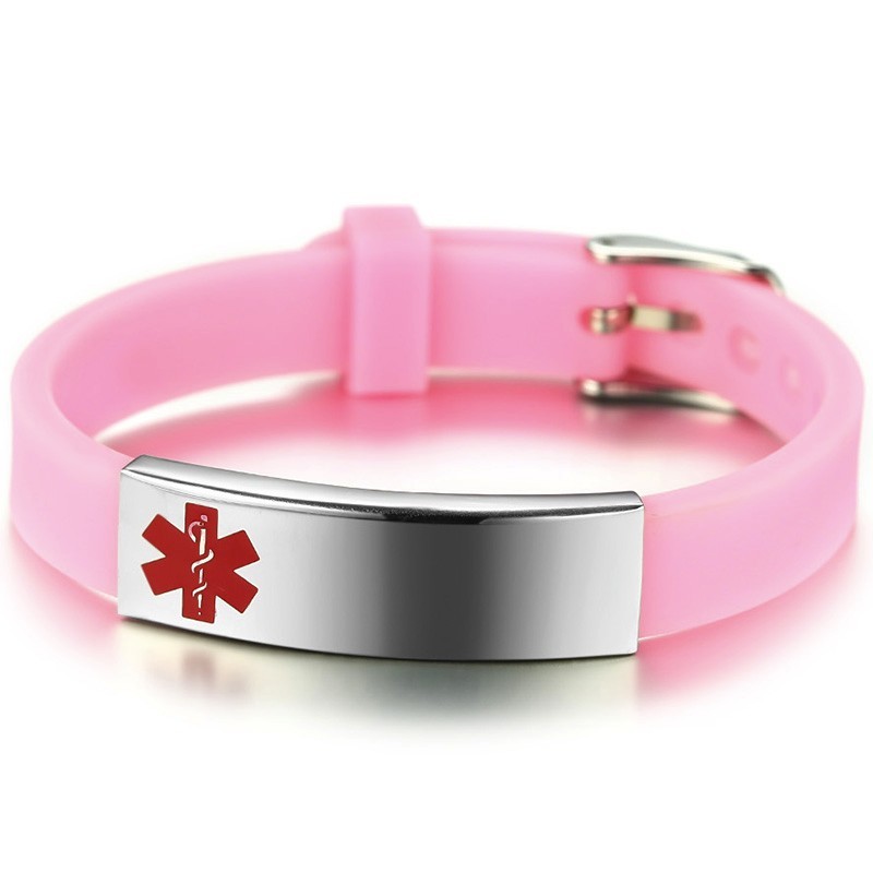 Wholesale Silicone Titanium Steel Bent Medical Charm Bracelet