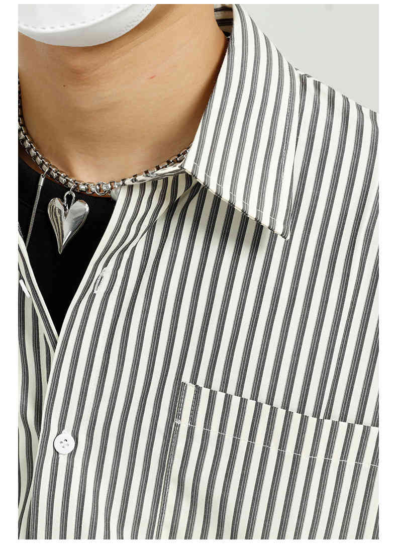 IEFB Men's Clothing Summer Simple Stripe Shirt Men's Fashion Personality Loose Casual Oversized Blue Shirts 9Y7458 210524