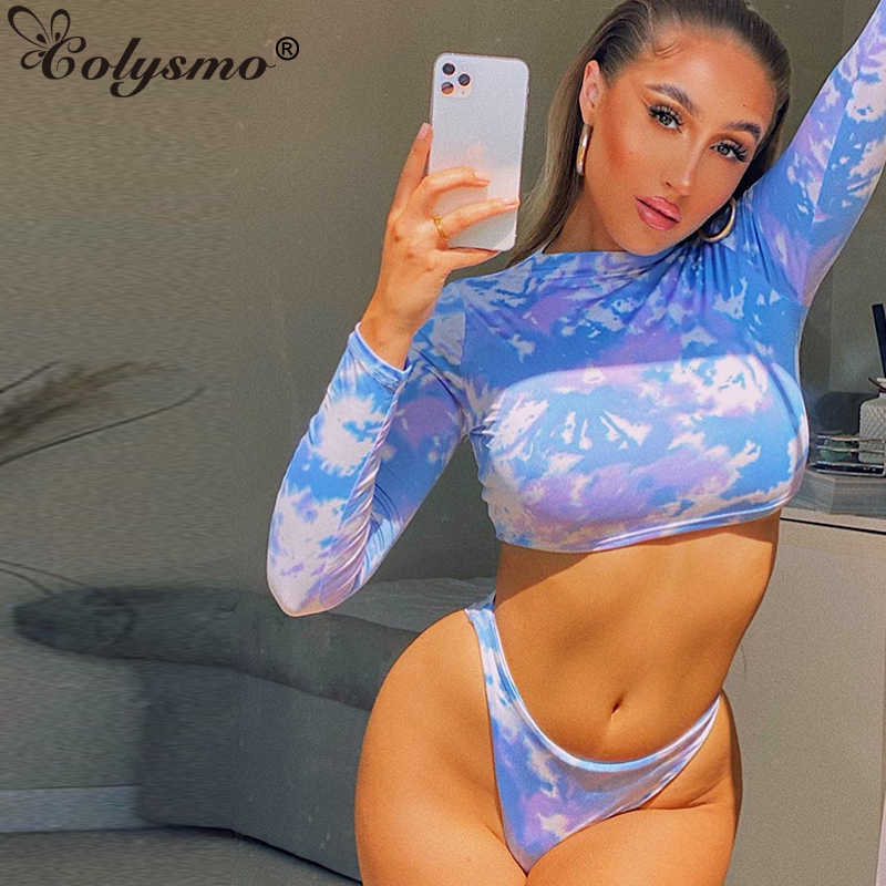 Colysmo Tie Dye Bikini Set Long Sleeve Top High Waist Thong Print Swimsuit Women Sexy Brazilian Biquini Beach Loungewear 210527
Colysmo Tie Dye Bikini Set Long Sleeve Top High Waist Thong Print Swimsuit Women Sexy Brazilian Biquini Beach Loungewear 210527