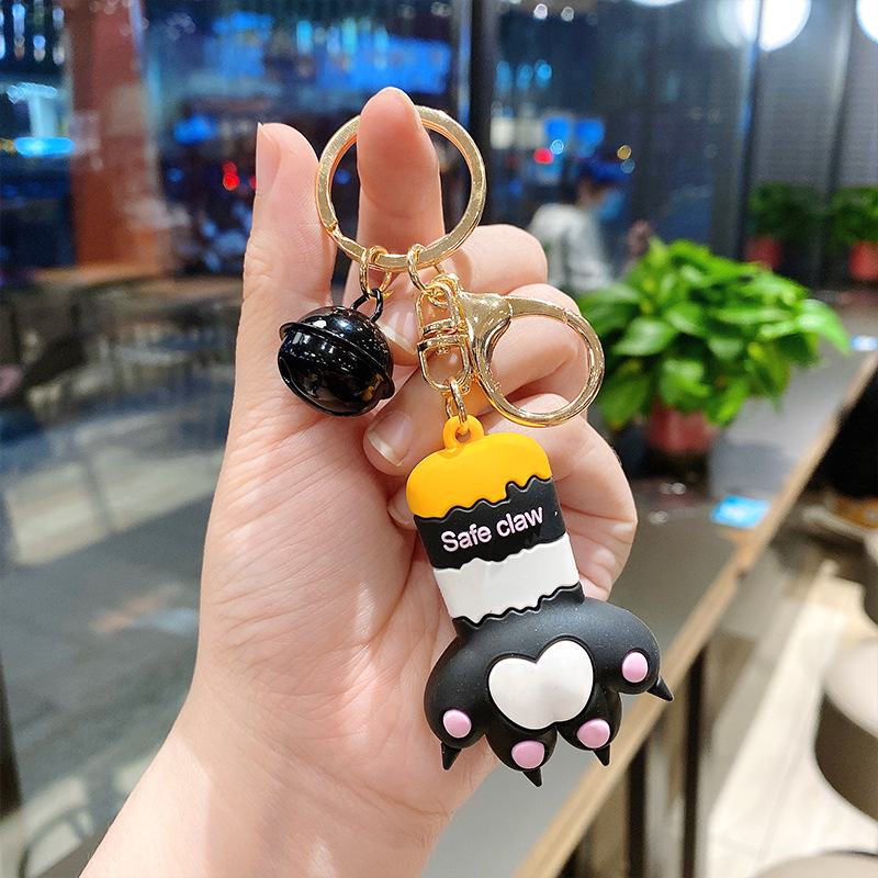 Cat Claw Heart Keychains Key Rings Chains Holder Silicone PVC Animal Paw Design Pendant Bag Charms Promotion Cartoon Cute Car Jewelry Gifts Keyrings A
