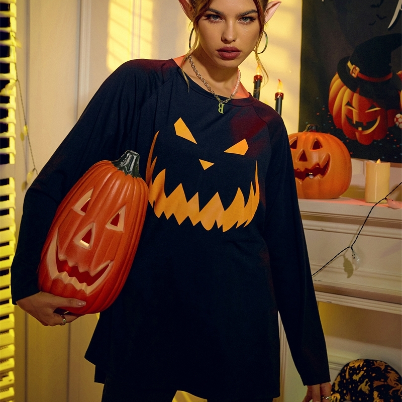 Simple T-shirt women' new HALLOWEEN PRINT LONG SLEEVE loose straight sweater, Black
Simple T-shirt women' new HALLOWEEN PRINT LONG SLEEVE loose straight sweater, Black