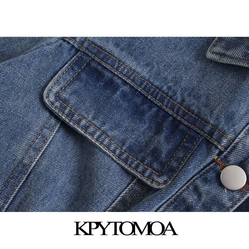 Women Fashion With Elastic Hem Ruffle Cropped Denim Blouses Puff Sleeve Button-up Female Shirts Chic Tops 210420