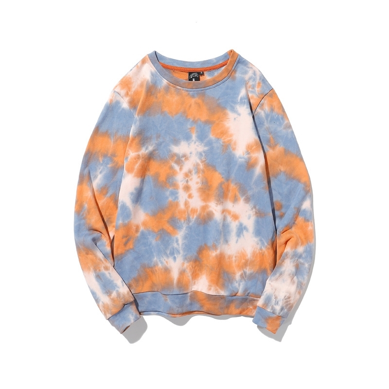 Order 2021ss autumn new women's round neck loose tie dyed sweater, Black