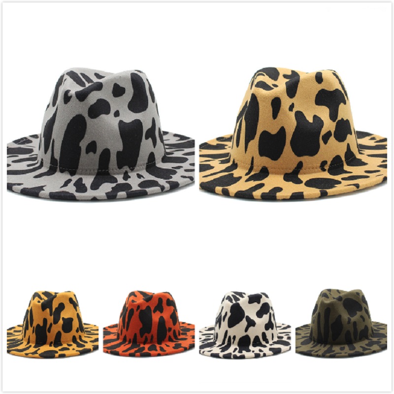 DHL Cow styles Fedora Hat For Lady Woolen Church Cap Band Wide Flat Brim Jazz Hats Stylish Trilby Panama Caps, Customize
DHL Cow styles Fedora Hat For Lady Woolen Church Cap Band Wide Flat Brim Jazz Hats Stylish Trilby Panama Caps, Customize