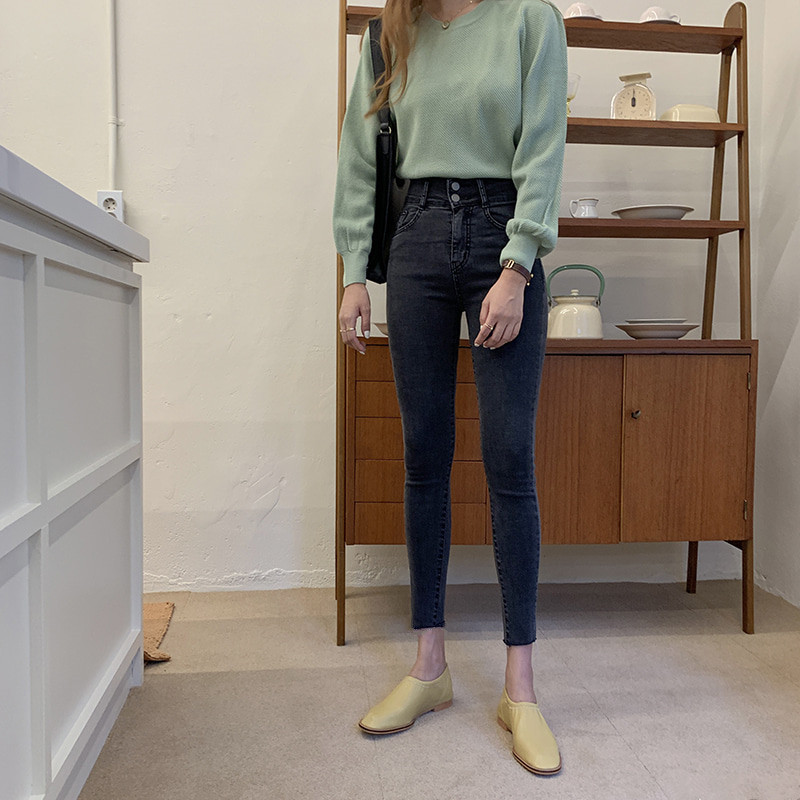 Autumn Zipper with Button Women's Jeans Casual Korean Style Slim High Waist Stretch Black Trousers Women Femme 10400 210518