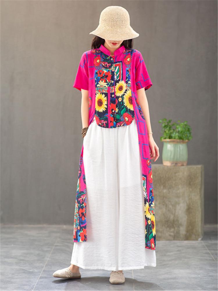 Women's Blouses & Shirts Fashion Vintage Korean Top Short Sleeve Printed Shirt Women Casual Cotton Linen Long Clothes Fleurs Chemise Femme B, Red
Women's Blouses & Shirts Fashion Vintage Korean Top Short Sleeve Printed Shirt Women Casual Cotton Linen Long Clothes Fleurs Chemise Femme B, Red