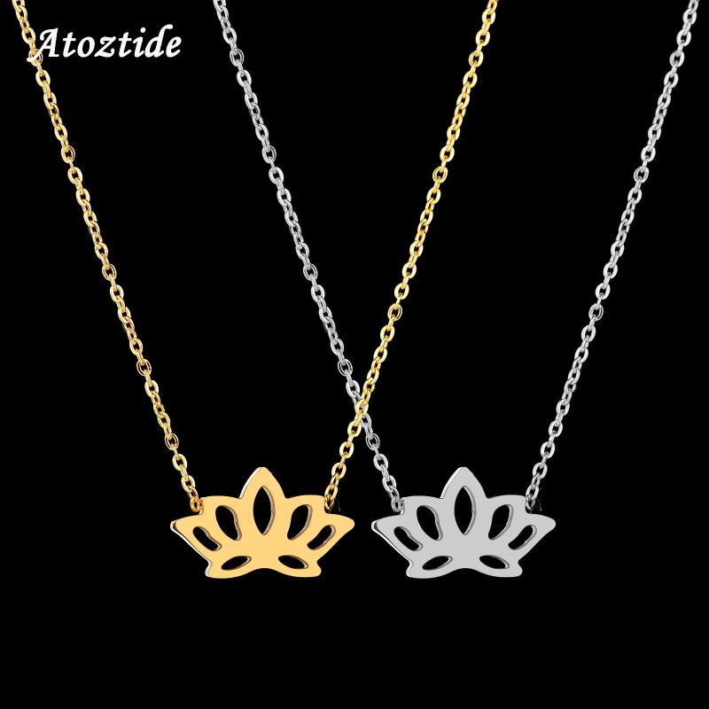 Pendant Necklaces Atoztide Hollow Lotus Necklace For Women Gold Chain Accessaries Stainless Steel, Silver
Pendant Necklaces Atoztide Hollow Lotus Necklace For Women Gold Chain Accessaries Stainless Steel, Silver