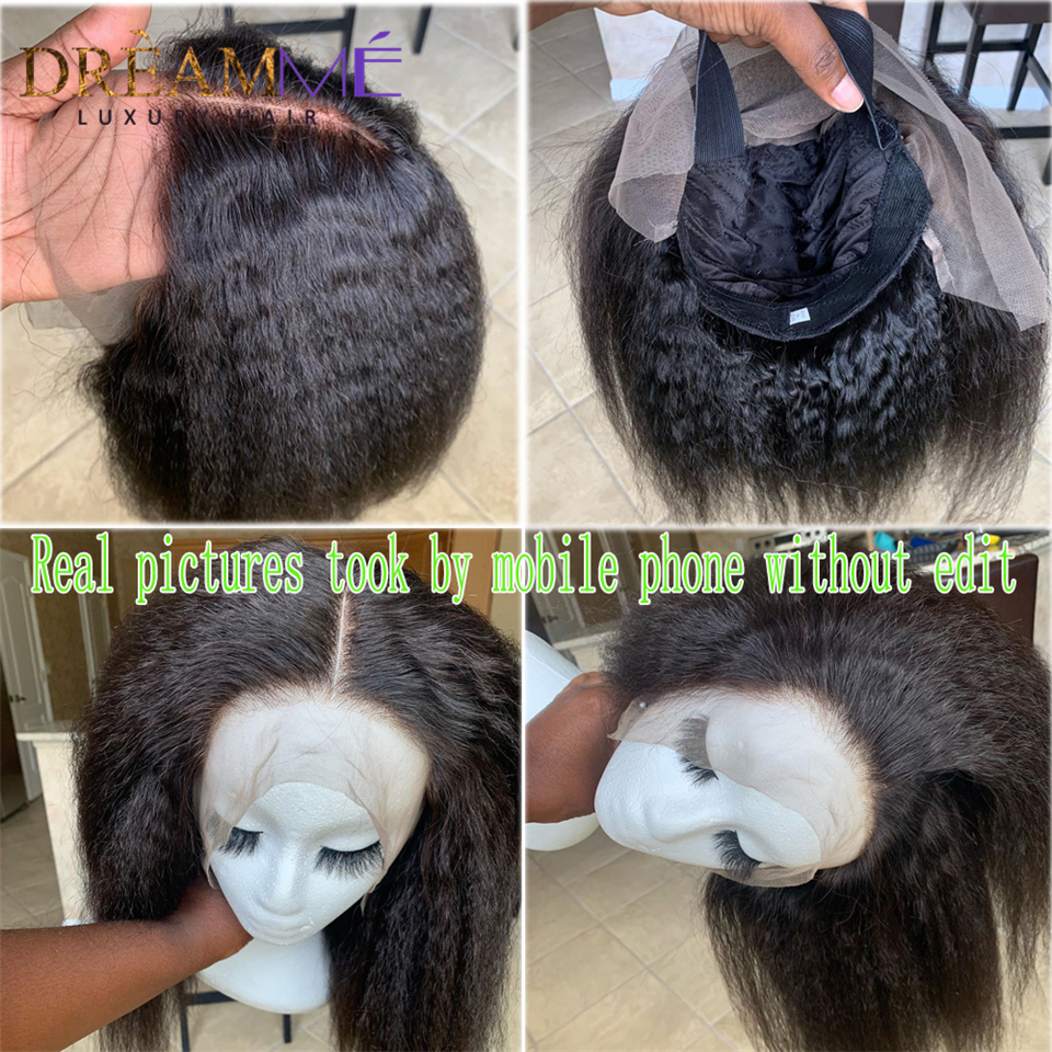 Free shipping 180 Density Yaki Synthetic Lace front Wig for Black Women Long Kinky Straight Wigs Heat Resistant Fiber Hair