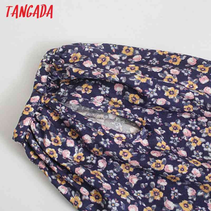 Fashion Women Purple Flowers Print V Neck Long Sleeve Ladies Casual A-line Dress 5Z67 210416