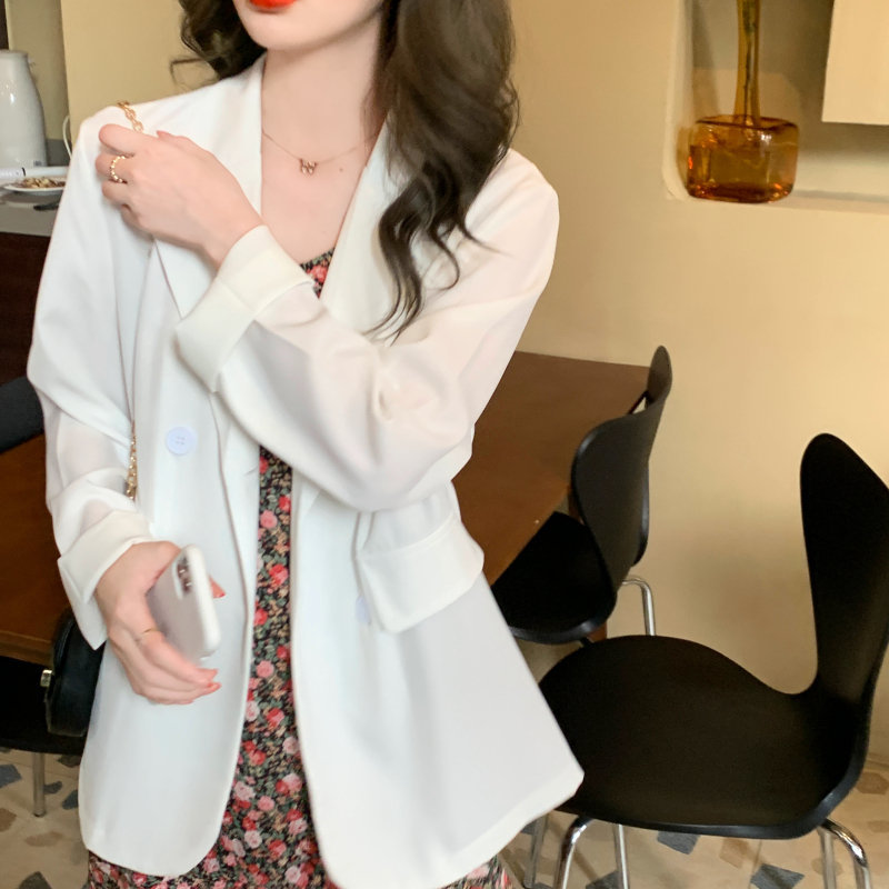 Summer Leisure Solid Brief All Match Girls Sunscreen OL Tops Coats Thin Women Loose Office Lady Blazers 210421