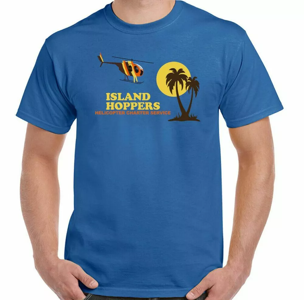 Island Hoppers Mens Retro Magnum PI T-Shirt 80's TV Show Helicopter Tom Selleck