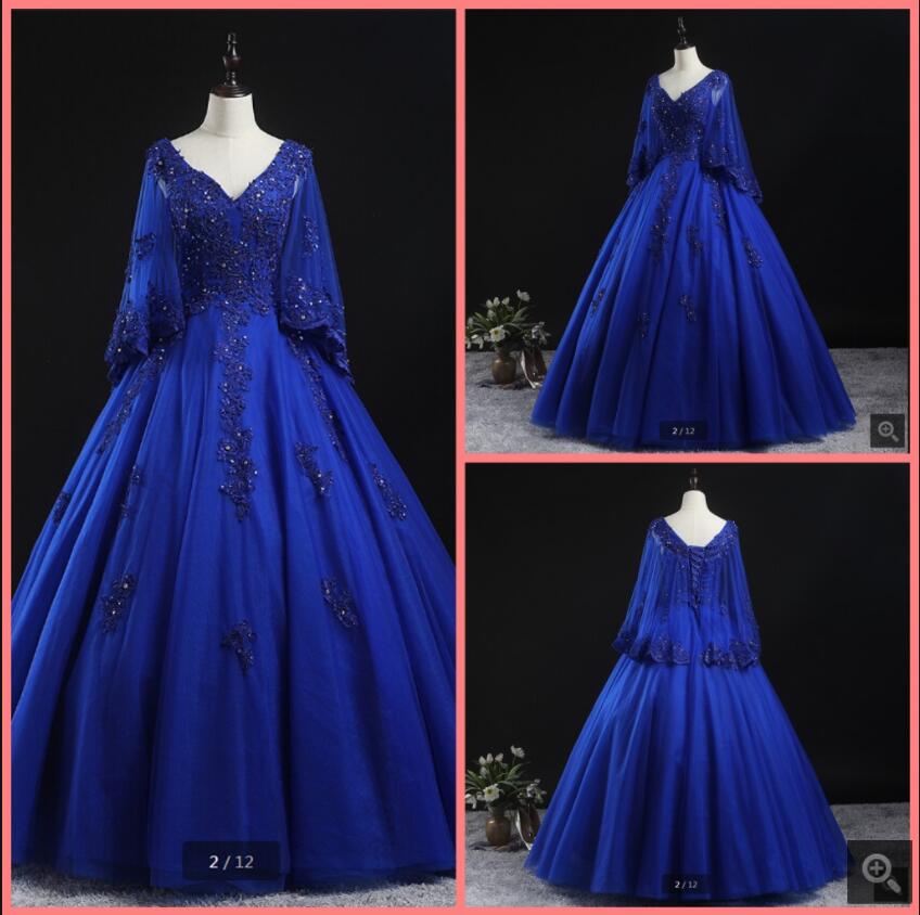 2021 Vestido De Festa royal blue ball gown prom dresses beaded lace appliques princess puffy modest party gowns vintage with cape v neck corset sweet 16 dress, Light yellow
2021 Vestido De Festa royal blue ball gown prom dresses beaded lace appliques princess puffy modest party gowns vintage with cape v neck corset sweet 16 dress, Light yellow