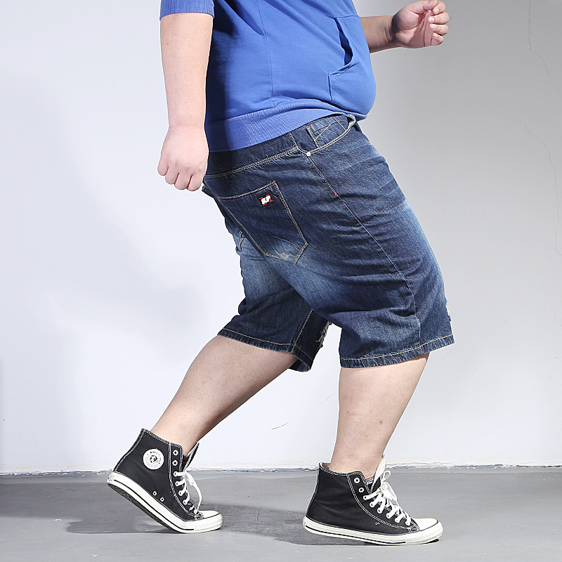 Men's Shorts Large Sizes Summer Male Bermuda Jeans Torn Big Breeches Destressed Denim Ripped Short Men Plus Size Shorts 210518