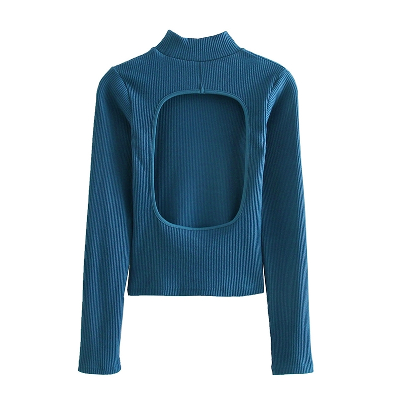 Vintage Women Sexy Backless Knitted Shirts Spring Fashion Ladies Elegant Bomb Knitwear Cute Girls Chic Tops Female 210430